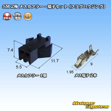 JST 日本圧着端子製造 SM 2極 メスカプラー・端子セット (プラグハウジング)