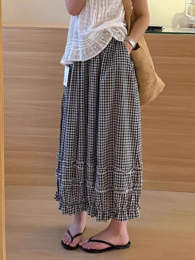 Rakuten - バルーンパンツ レディース サルエルパンツ 夏 春 フリル パンツ ワイド コクーンパンツ 九分丈 ワイドパンツ 丸い バルーン 切り替え ペチコート 重ね着 9分丈パンツ レイヤード 着回し チェック柄 白 ペチパンツ 薄手 ボトムス 可愛い 部屋着 女の子
