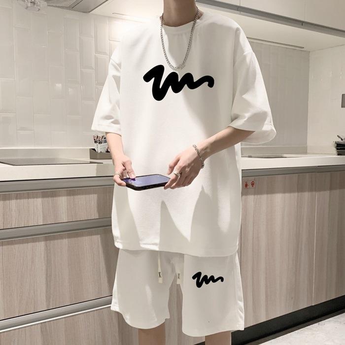 Rakuten - 上下セット メンズ ゆったり ハーフパンツ Tシャツ 半袖 夏 韓国 セットアップ ファッション ビッグTシャツ 上下 ショートパンツ