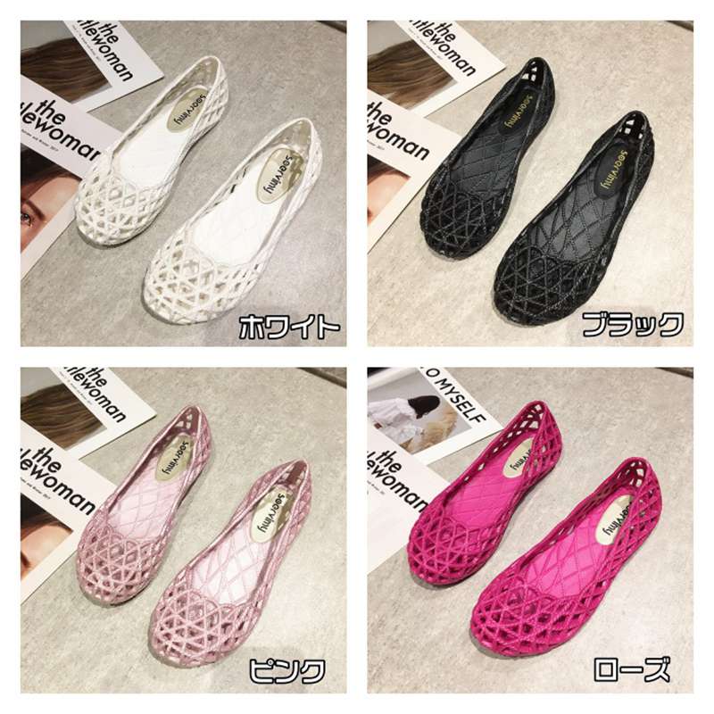 ラバーサンダル レディース サンダル ローヒール シューズ 靴 大きいサイズ 丸洗いロープメッシュ ラバーパンプス 夏 ブラック ホワイト ブルー ピンク ローズレッド 軽量 カジュアル レイングッズ 雨対策