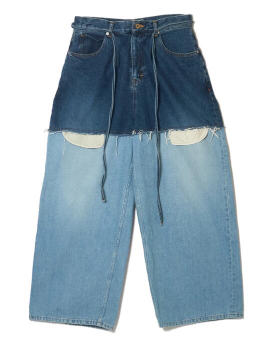 【DISCOVEREDディスカバード】（DC-SS25-PT-02） LAYERED DENIM PANTS(パンツ,PANTS,ボトムス)