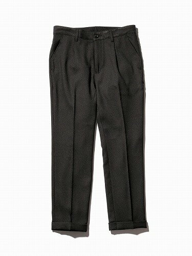 （ブラック）RETORO POLYESTER TWILL /ONE PLEATS STA-PREST TAPERED PANTS M-18102(5色)(レトロポリエステルツイル/ワンプリーツスタープレストテーパードパンツ/セットアップ/BOTTOMS/ボトムス)