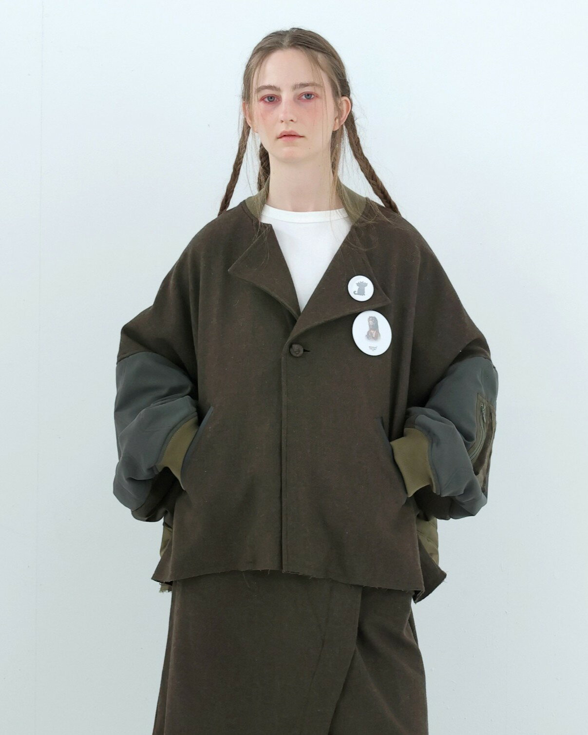 Rakuten - 【POINT3倍】【26AW 先行受注】【BEDSIDEDRAMAベッドサイドドラマ】Dreamin' Mix Poncho Short Coat (BSD26AW-02) (2色）(/lady's/レディース/UNISEX/ユニセックス/26AW