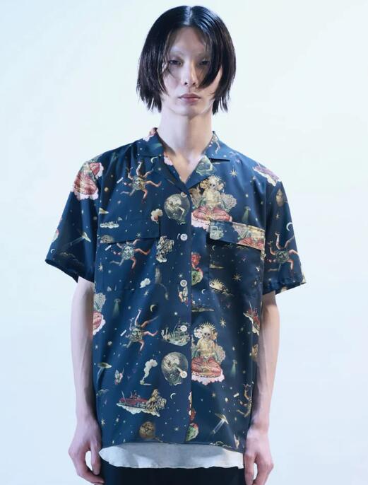 【POINT2倍】【DIET BUTCHER ダイエットブッチャー】Learn from the old，know the new. - all-over pattern short sleeve shirt - DARK NAVY/DB82474002-NV(2色)(スカジャン/ジャケット/アウター/outer/24SS)