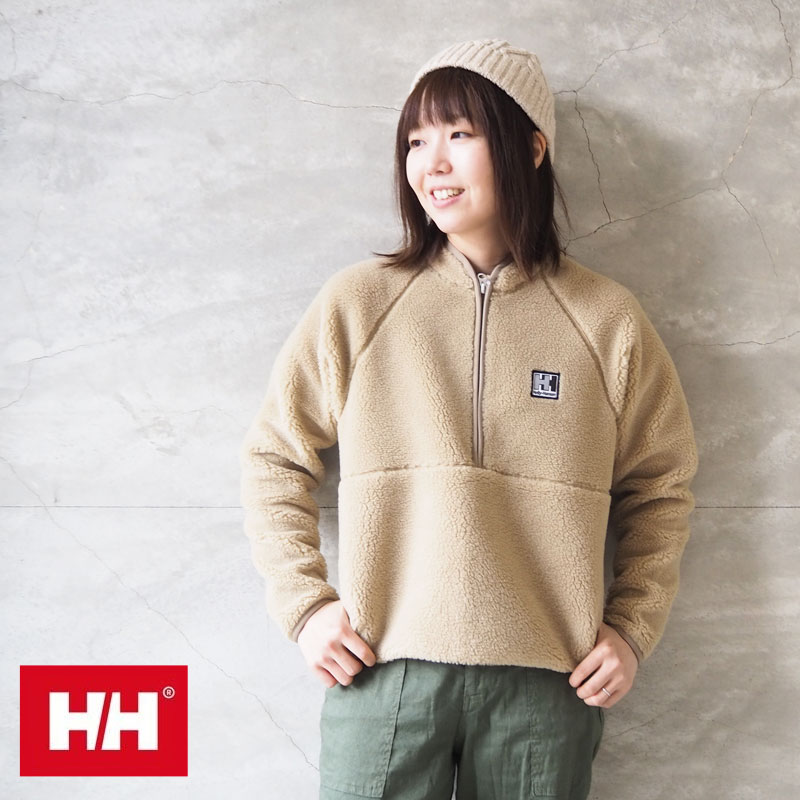 HELLY HANSEN ヘリーハンセン フリース ジャケット レディース FIBERPILE Half-Zip Jacket HE51978 ボアジャケット ベージュ ネイビー ボア ロゴ アウトドア キャンプ コーデ キャンプ女子 キャンジョ おしゃれ ゆったり カーディガン ジップ 秋冬 秋 冬 メンズ