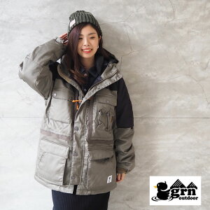 grn outdoor ジーアールエヌ アウトドア 難燃 ダウン レディース ヒアソビ キャンパー ダウンジャケット HIASOBI CAMPER DOWN JACKET GO0283Q ジャケット 黒 カーキ インディゴ キャンプ コーデ キャンプ女子 キャンジョ 冬キャンプ 焚き火 ゆったり メンズ