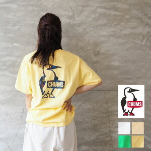 CHUMS チャムス Tシャツ 大きめ ゆったり Booby Logo Hanabi T-Shirt CH01-1878 半袖Tシャツ ブービー キャンジョ キャンプ女子 アウトドア アメカジ おしゃれ プリントTシャツ ロゴ プリント 白 黒 ベージュ ユニセックス メンズ レディース メール便可