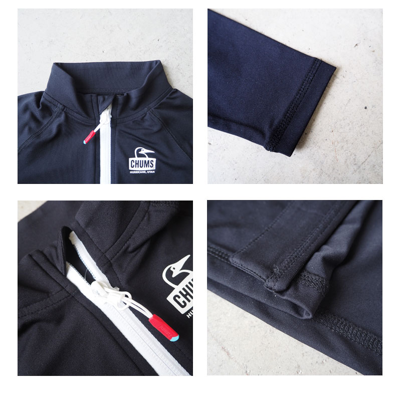 CHUMS チャムス キッズKid's Splash Zip Up CH20-1056 ラッシュガード 水着 子供用 アウトドア プール 紫外線対策 UVカット 海水浴 長袖 黒 ブラック メール便可