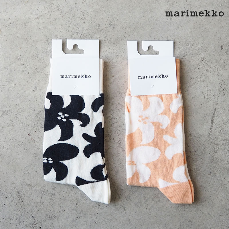 marimekko マリメッコ 靴下 レディース ソックス Henki Villinarsissi 091028 アンクル丈 アンクル丈ソックス バイカラー ホワイト ピーチ ブランド コットン 口ゴム モダン ナチュラル おしゃれ 北欧 かわいい シンプル プレゼント ギフト 23.5-25 メール便可