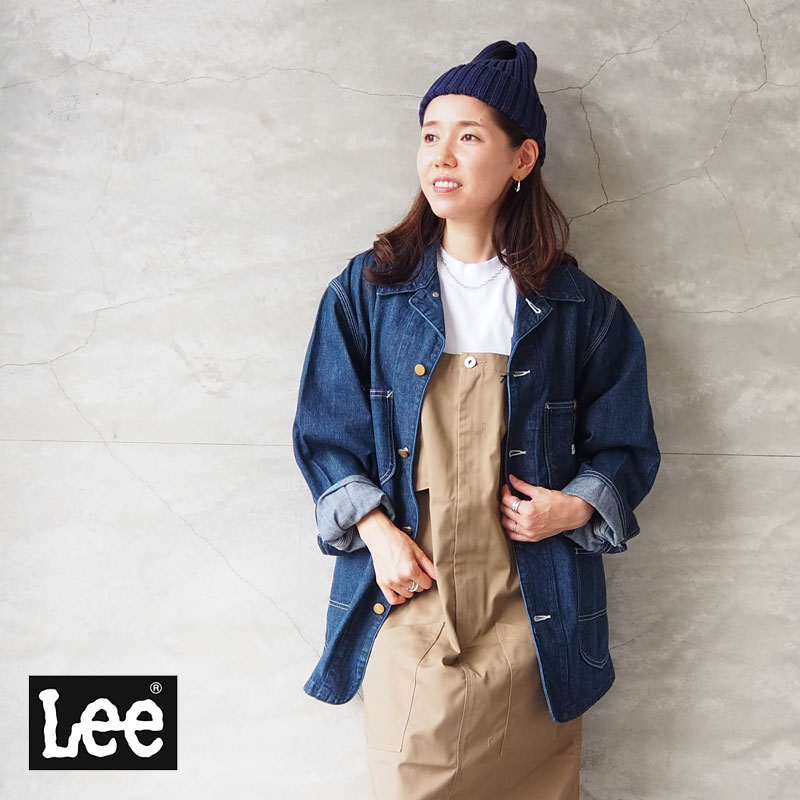 Lee リー デニム カバーオール DUNGAREES LOCO JACKET LT0659-17000 ジャケット デニムジャケット ダンガリー ロゴ ワークコート デニムカバーオール 長袖 アメカジ カジュアル ワーク 色落ち USED加工 ゆったり 大きめ レディース メンズ