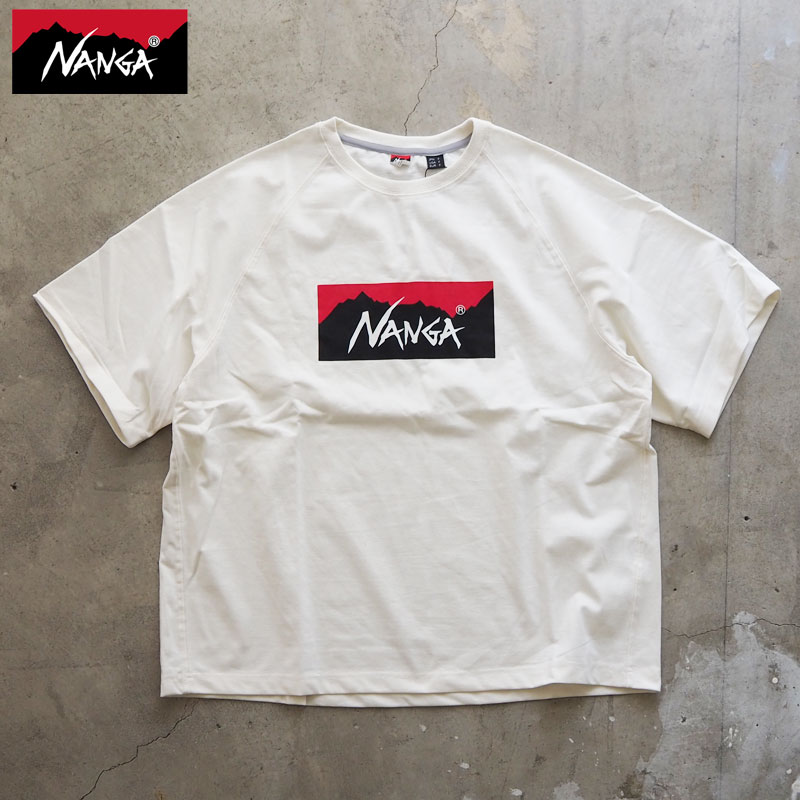 NANGA ナンガ 半袖 Tシャツ ECO HYBRID BOX LOGO LOOSE FIT TEE NW2311-1G209 レディース メンズ ユニセックス ルーズフィット ロゴ ビッグ オーバーサイズ 半袖Tシャツ ボックスロゴ グレー 白 アウトドア キャンプ 大きい ゆったり 正規品 メール便