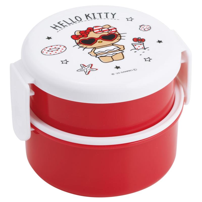 スケーター(Skater) 弁当箱 丸型 ランチボックス 500ml 2段 フォーク付 日本製 サンリオ ハローキティ Summer Days 女の子 ONWR1-A