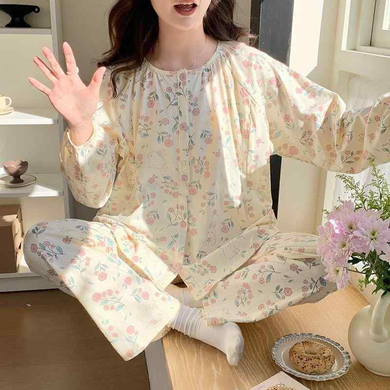 パジャマ レディース 産後 授乳服 マタニティ 部屋着 ルームウェア 綿 100% 薄手 ゆったり 大きいサイズ 春 オールシーズン 妊婦用