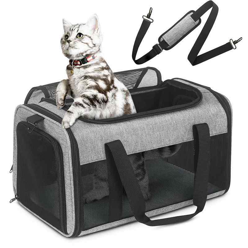 ペットキャリー ペットバッグ 猫用 犬用 小型犬 キャリーケース 通気性 折りたたみ 軽量 持ち運び 車載 お出かけ 旅行 おしゃれ シンプル