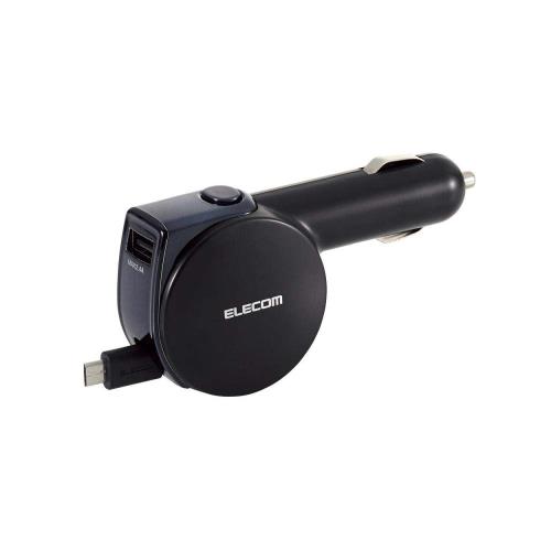 エレコム シガーチャージャー/microBリール90cm/4.8A/ブラック