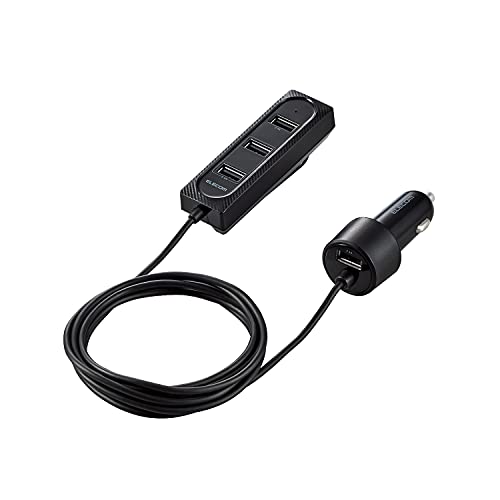 エレコム(ELECOM) カーチャージャー シガーソケット 合計36W 後部座席用 Type-A ×4ポート ブラック MPA..
