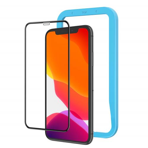 NIMASO ガラスフィルム iPhone XR iPhone11 用 強化ガラス 全面保護 フィルム ガイド枠付き フルカバー..