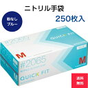 【送料無料】 ニトリル手袋 250枚 川西工業 2065 ブルー 青 パウダーフリー 粉なし 食品衛生法 左右兼用