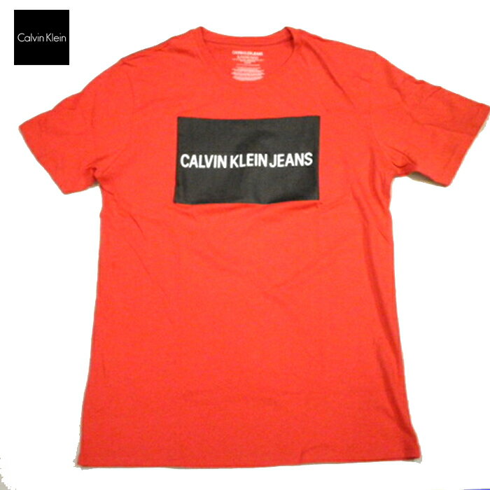 【訳あり商品】 カルバンクライン Tシャツ ボックスロゴプリント calvin klein Jeans 半袖 ヨゴレあり レッド×ブラック キッズ ボーイズ X...