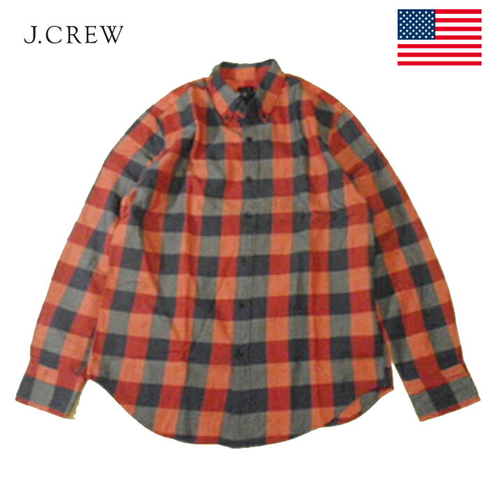 J.CREW チェックシャツ ジェイクルー 長袖 ボタンダウン ポケットあり ボックスチェック ダークネイビー×レッド×オフホワイト メンズ M Lサイズ メール便等POST投函送料無料