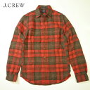 ジェイクルー J.CREW フランネルシャツ ジェイクルー チェックシャツ 長袖 スリムフィット J CREWSLIM レッド×ブラウン XSサイズ メール便等POST投函送料無料