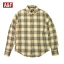 アバクロンビー＆フィッチ アバクロ チェックシャツ ボタンダウン Abercrombie&Fitch 長袖 ポケットあり グレー×オフホワイト メンズ 小さいサイズ XSサイズ メール便等ポスト投函送料無料 送料込み