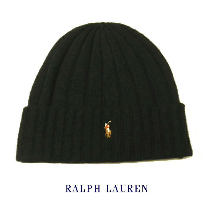 ポロ ラルフ ローレン ラルフローレン ニットキャップ polo Ralph Lauren ケーブルニット帽子 メンズ レディース兼用 ブラック 黒色 ポロ おしゃれ クリスマス マルチカラーポニーロゴワンポイント メール便等ポストお届け送料無料