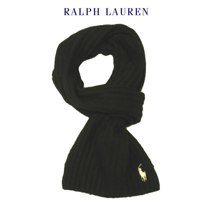 ラルフローレン ニットマフラー Ralph Lauren ウールブレンドケーブルニット クリスマス プレゼントブラック×ホワイトポニーロゴワンポイント 2021 おしゃれ ペアコーデ プレゼント メンズ レディース兼用 メール便ネコポスPOST投函送料無料