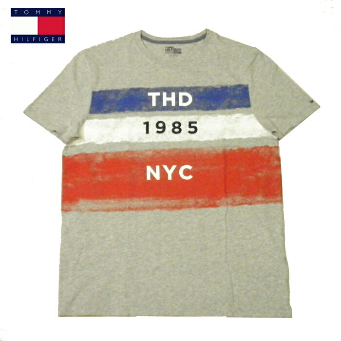 トミーヒルフィガーTOMMY HILFIGER DENIMプリントTシャツトリコロールカラープリント フラッグロゴ刺繍グレーメンズ Sサイズ Mサイズ02P18Octメール便ネコポスポスト投函送料無料