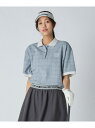 ウィメンズ プレイド ジャガード ポロシャツ UNITED ARROWS GOLF ユナイテッドアローズ スポーツ・アウトドア用品 ゴルフグッズ ネイビー ホワ...