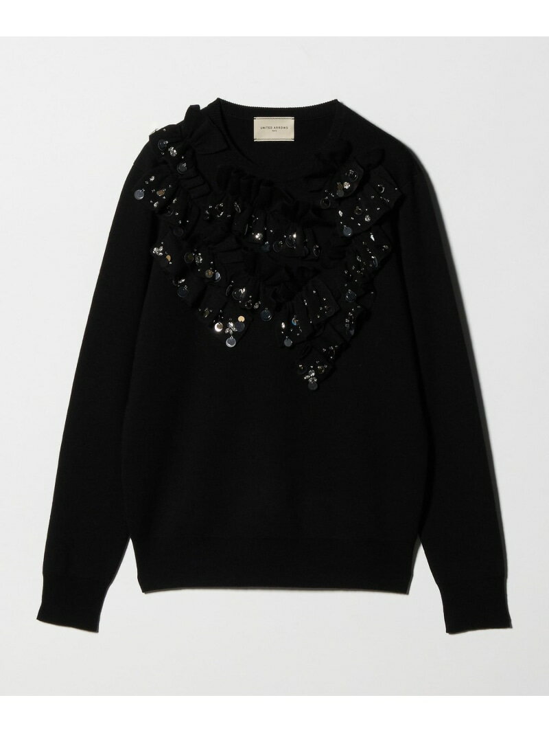 フリル ビジュー ニット UNITED ARROWS ユナイテッドアローズ トップス ニット ホワイト ブラック【送料無料】[Rakuten Fashion]のサムネイル
