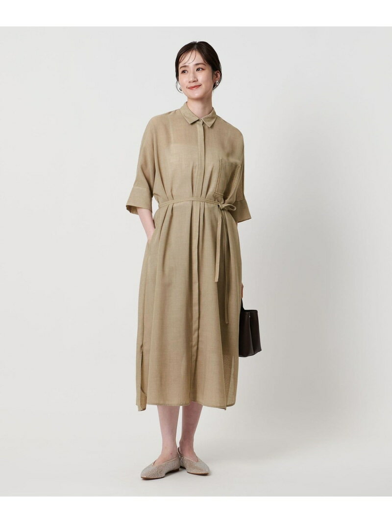 【SALE／30%OFF】Spiree asami ロングシャツワンピース - 防シワ ウォッシャブル- UNITED ARROWS ユナイテッドアローズ ワンピース・ドレス ワンピース ブラック ベージュ【RBA_E】【送料無料】[Rakuten Fashion]のサムネイル