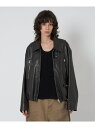 <ASTRAET>スソゴム ラムレザー ジップブルゾン UNISEX ASTRAET ユナイテッドアローズ ジャケット・アウター ライダースジャケット ブラック...