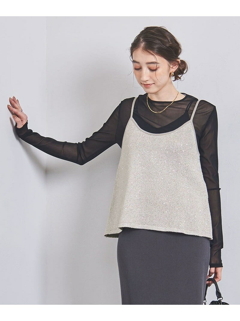 【SALE／50%OFF】スパンコール キャミソール ニット UNITED ARROWS ユナイテッドアローズ トップス ニット ベージュ ブラック【RBA_E】【送料無料】[Rakuten Fashion]のサムネイル