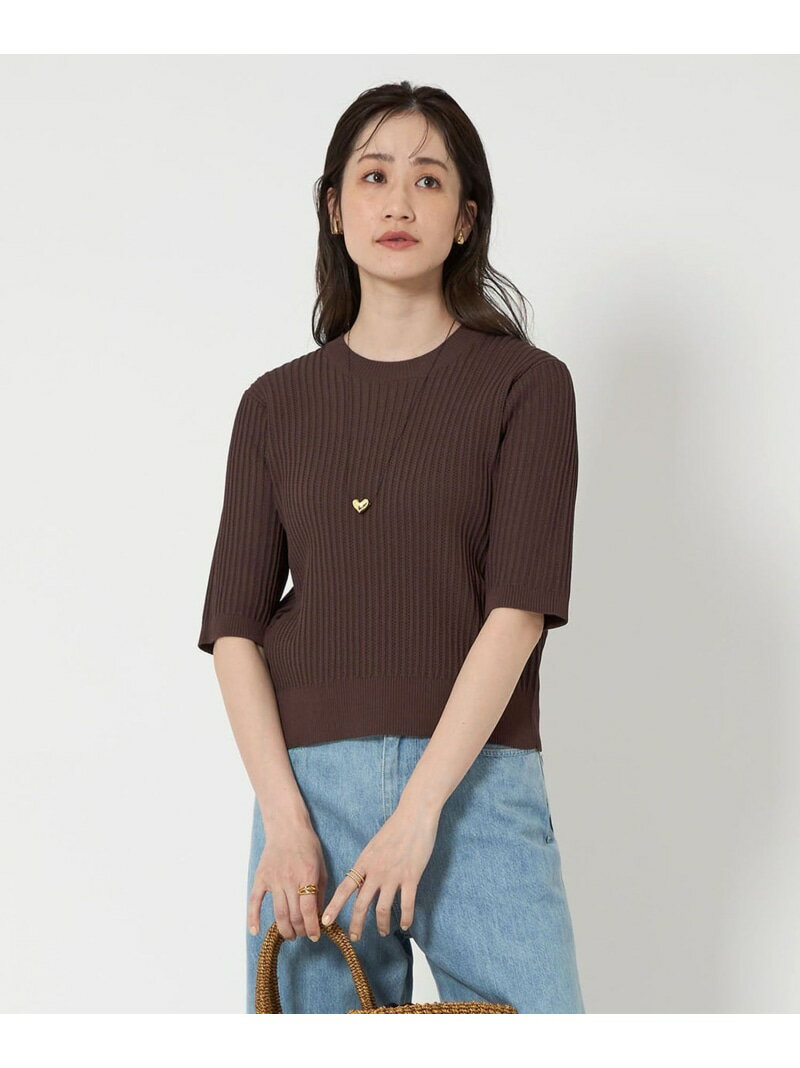 【SALE／50%OFF】メッシュ ハーフスリーブ ニット UNITED ARROWS ユナイテッドアローズ トップス ニット オレンジ ブラウン ブラック【RBA_E】【送料無料】[Rakuten Fashion]のサムネイル