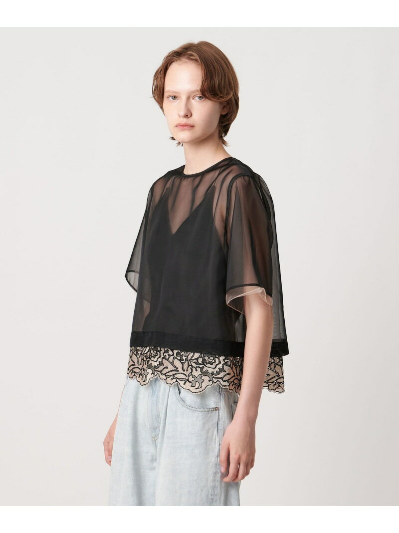 チュールレースレイヤードブラウスA...