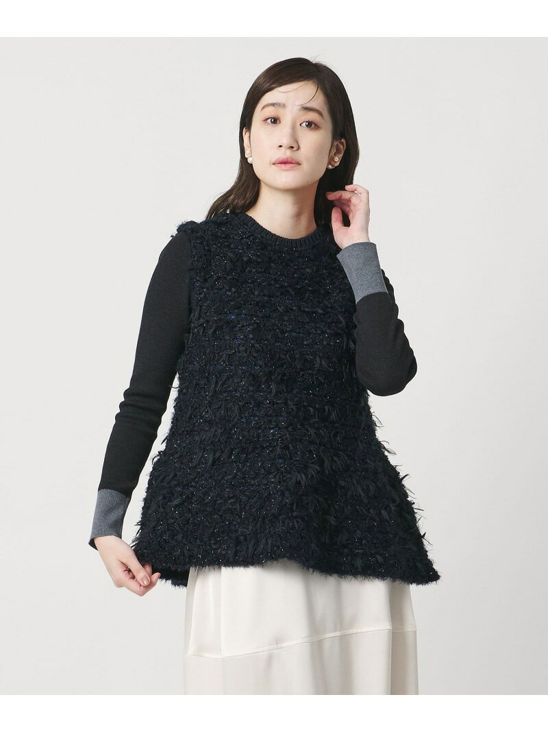 ミックスヤーン ペプラム ベスト UNITED ARROWS ユナイテッドアローズ トップス ベスト・ジレ ホワイト ブラック【送料無料】[Rakuten Fashion]のサムネイル