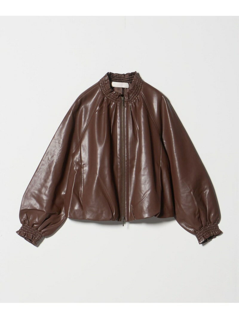 ＜Marilyn Moon＞レザー ライク ギャザー ブルゾン UNITED ARROWS ユナイテッドアローズ ジャケット・アウター ブルゾン・ジャンパー ブラウン ブラック【送料無料】[Rakuten Fashion]