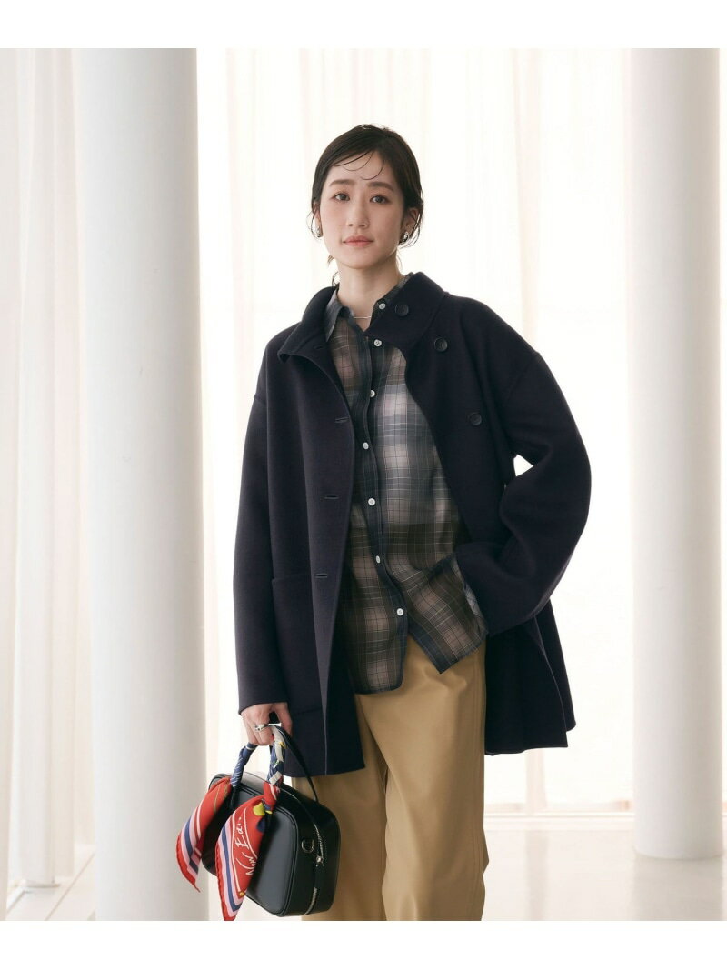 バイカラー リバー Aライン コート UNITED ARROWS ユナイテッドアローズ ジャケット・アウター その他のジャケット・アウター ネイビー【送料無料】[Rakuten Fashion]のサムネイル