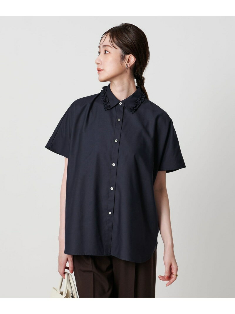 ミニフリル シャツ UNITED ARROWS ユナイテッドアローズ トップス シャツ・ブラウス ネイビー ホワイト ブルー【送料無料】[Rakuten Fashion]のサムネイル