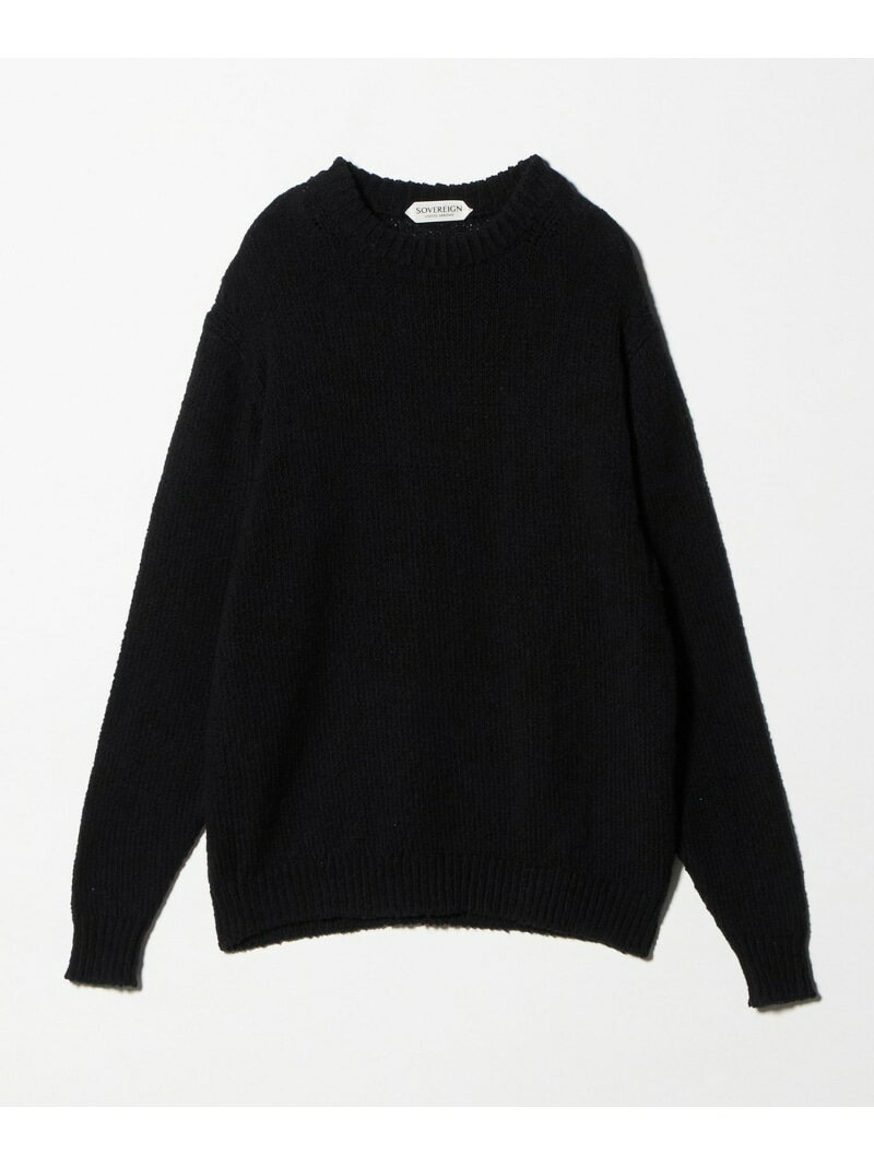 ＜SOVEREIGN＞コットン ムリネ クルーネックニット UNITED ARROWS ユナイテッドアローズ トップス ニット ブラック ホワイト【送料無料】[Rakuten Fashion]