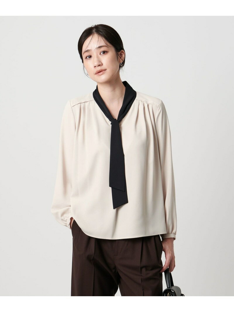 ボウタイ ロングスリーブ ブラウス-ウォッシャブル- UNITED ARROWS ユナイテッドアローズ トップス シャツ・ブラウス ホワイト ネイビー【送料無料】[Rakuten Fashion]のサムネイル