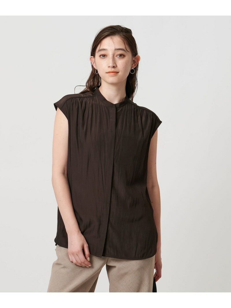 Spiree K/S フレンチスリーブブラウス - ウォッシャブル - UNITED ARROWS ユナイテッドアローズ トップス シャツ・ブラウス ブラウン ネイビー【送料無料】[Rakuten Fashion]のサムネイル