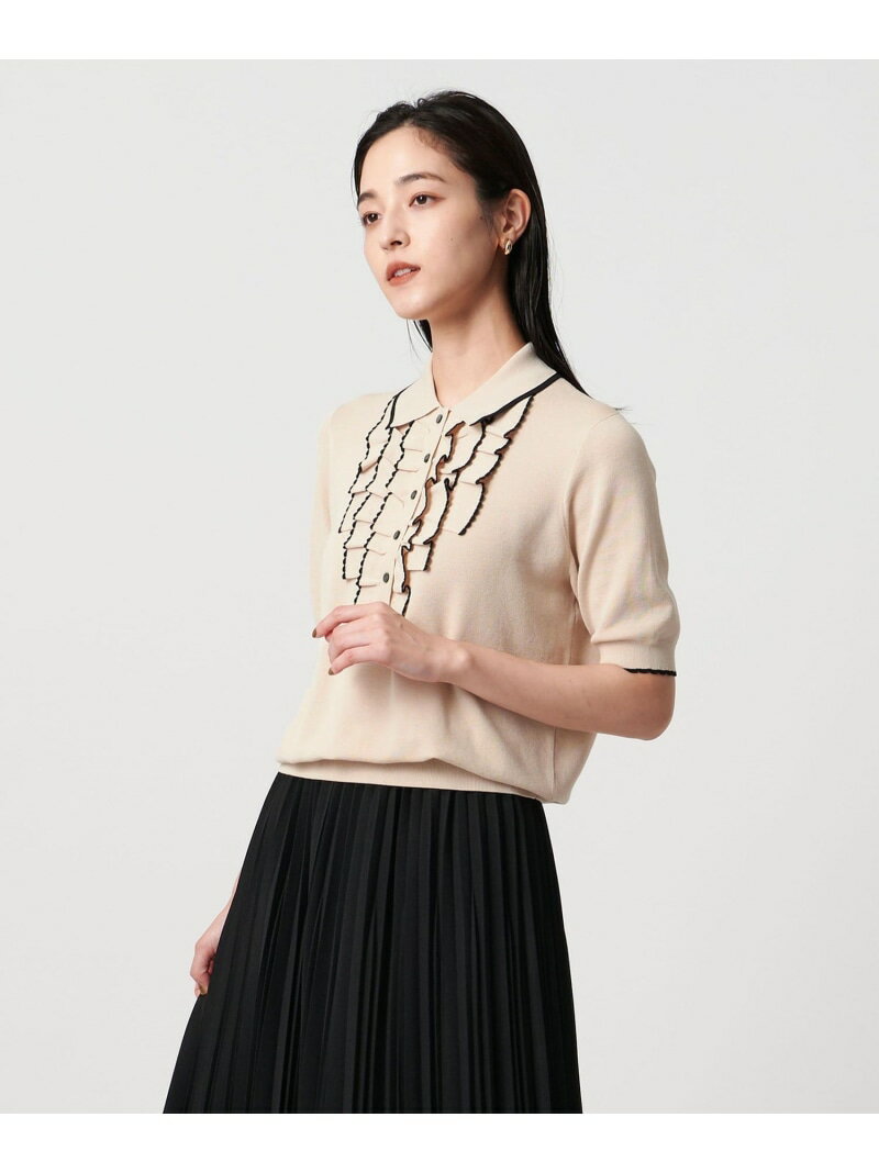 スカラップ フリル ショートスリーブ ニット -ウォッシャブル- UNITED ARROWS ユナイテッドアローズ トップス ニット ブラック ベージュ ネイビー【送料無料】[Rakuten Fashion]のサムネイル