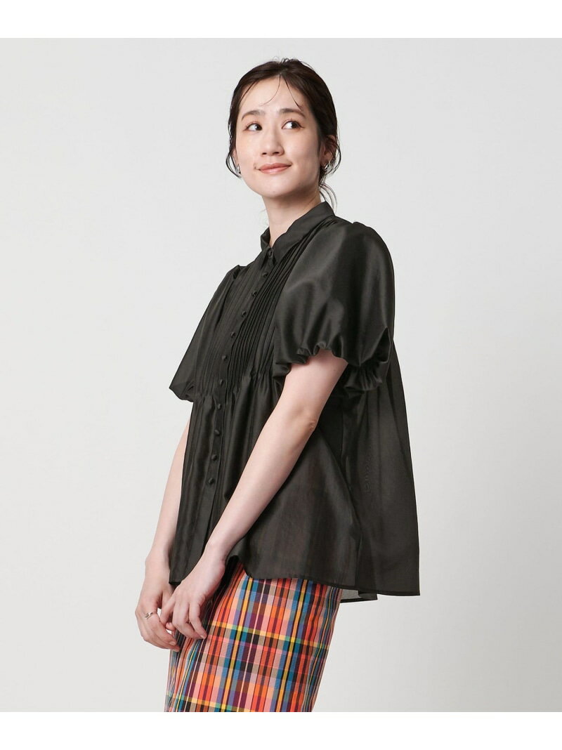 シルキーピンタック ショートスリーブ ブラウス UNITED ARROWS ユナイテッドアローズ トップス シャツ・ブラウス ブラック ネイビー ホワイト ピンク【送料無料】[Rakuten Fashion]のサムネイル