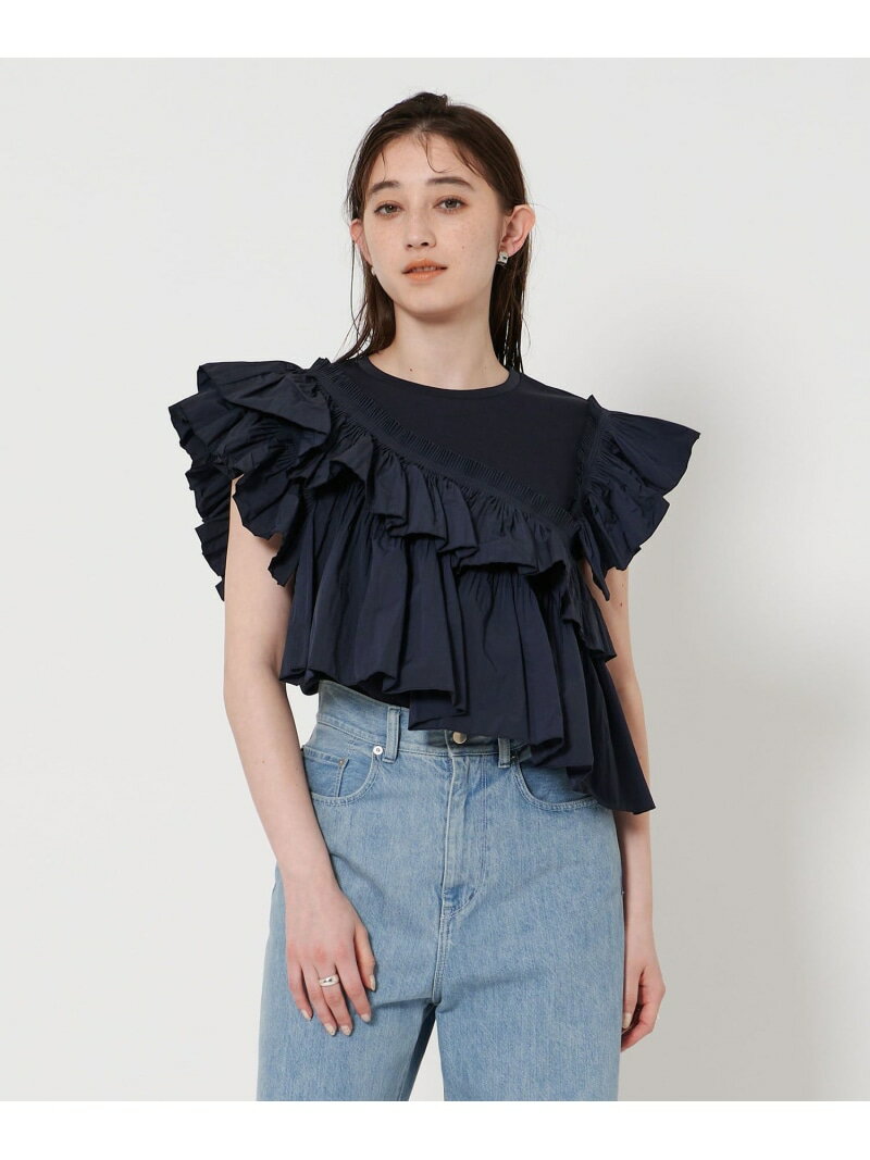 【SALE／30%OFF】プリーツフリル コンビ カットソー UNITED ARROWS ユナイテッドアローズ トップス カットソー・Tシャツ ホワイト ネイビー【RBA_E】【送料無料】[Rakuten Fashion]のサムネイル