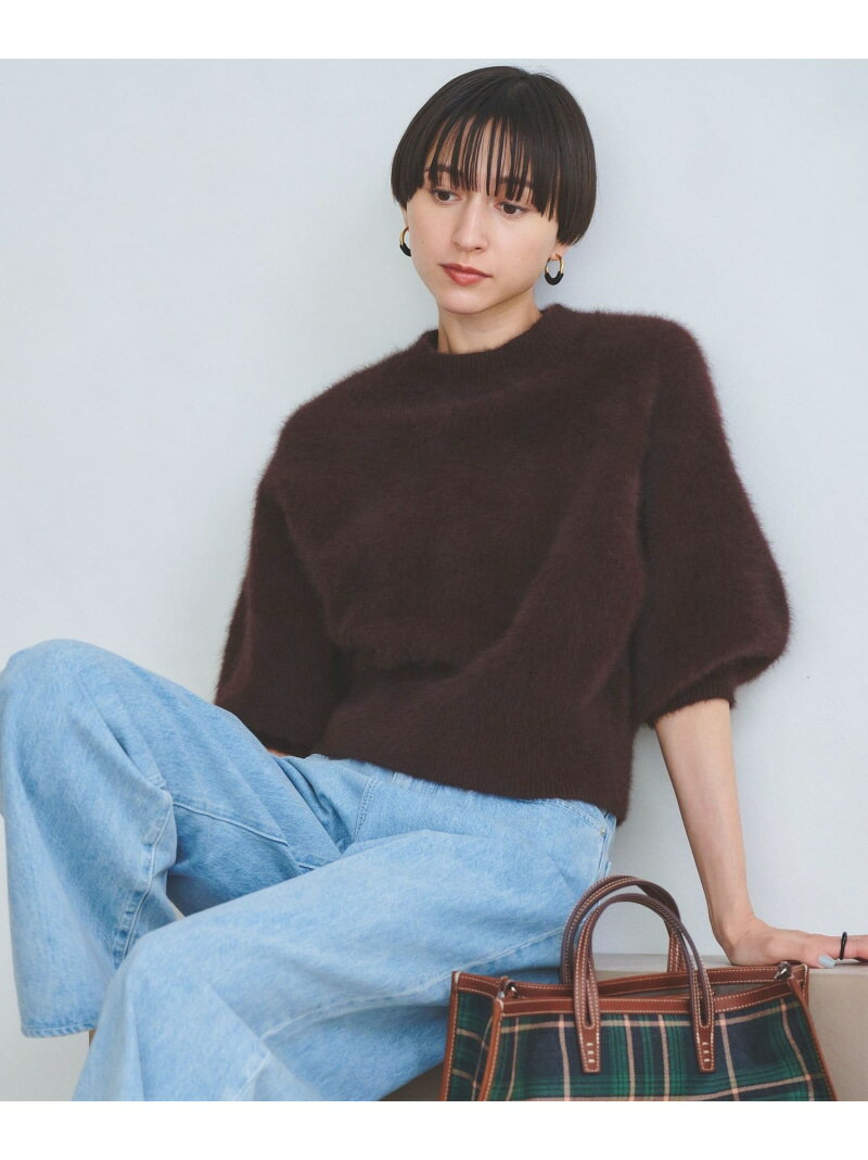 フォックスカシミヤ パフ ハーフスリーブ ニット UNITED ARROWS ユナイテッドアローズ トップス ニット ブラック ブラウン ピンク【送料無料】[Rakuten Fashion]のサムネイル