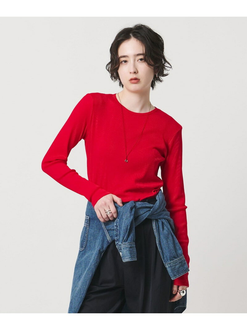 【SALE/10%OFF】コットン テレコ クルーネック カットソー UNITED ARROWS ユナイテッドアローズ トップス カットソー・Tシャツ レッド ...