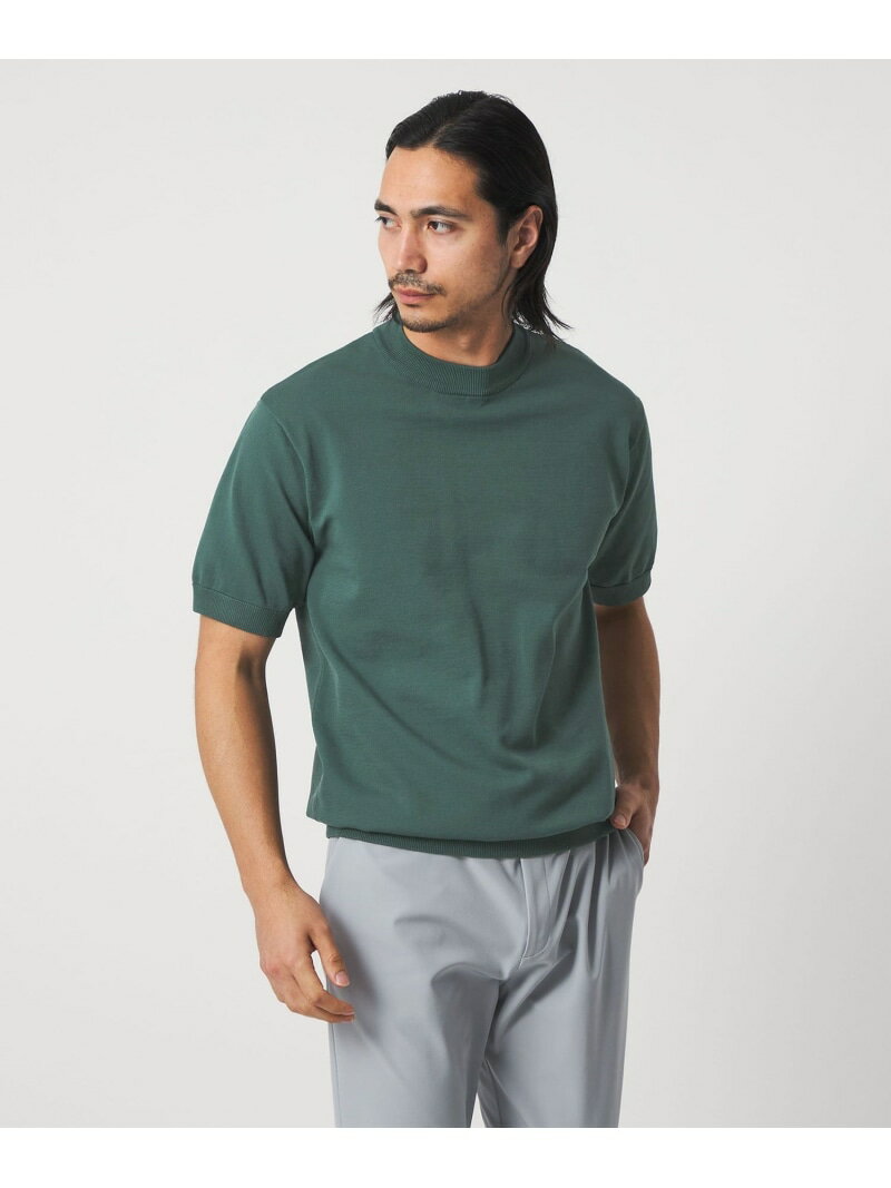 Men's High-Gauge Short-Sleeve Mock Neck Knit UNITED ARROWS GOLF Tops Knit Black Beige [Free Shipping] [Rakuten Fashion]