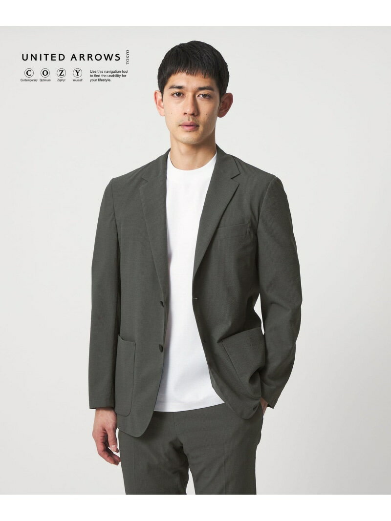 ライトサッカー 2ボタン テーラード ジャケット UA COZY ウォッシャブル 2WAYストレッチ UNITED ARROWS ユナイテッドアローズ ジャケット・アウター テーラードジャケット・ブレザー グリーン ネイビー【送料無料】[Rakuten Fashion] 2